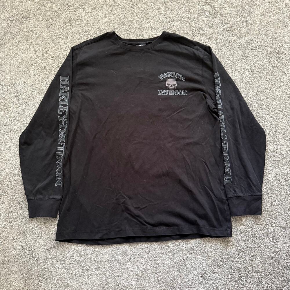 Harley Davidson Shirt Willie G Embroidered Black Skull Motorcycle Long Sleeve XL